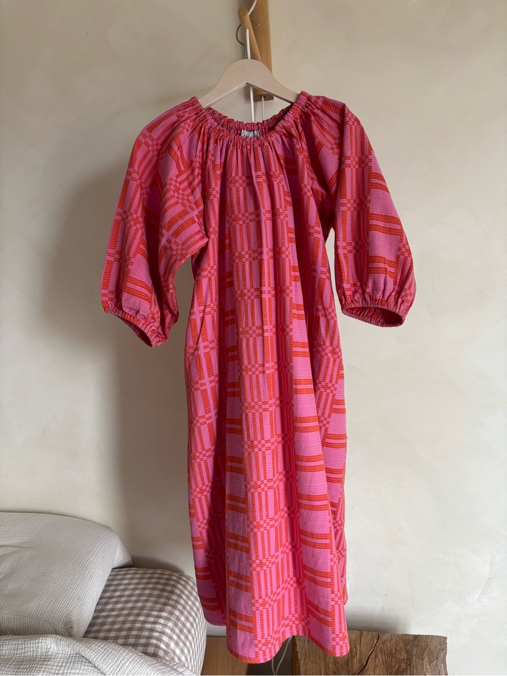 Pink & Red Patterned Maxi Dress - Women's Off-Shoulder Style